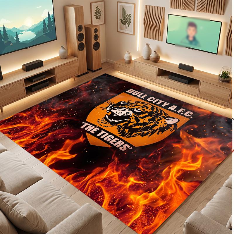 Tappeto in Velluto di Cristallo con Stampa Calcio Hull City, Comodo Assorbente d'Acqua Antiscivolo Tappeto per Pavimento Interno