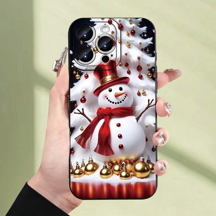 Christmas Snowman Pattern Phone Case For iPhone 17 16 Pro Max 11 12 13 14 15 Pro 7 8 Plus XS X XR SE2 16e Shockproof Soft Cover
