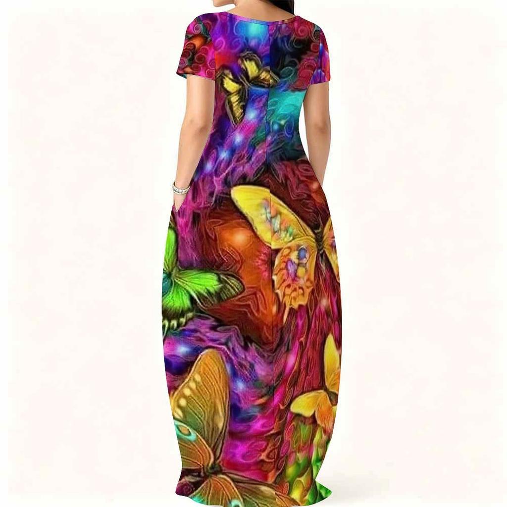 Summer Crew Neck Short Sleeve Tunic For Plus Size Women Loose Comfortable Daily Outfit