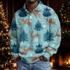 Men's Christmas Long Sleeve Button Up Shirt Casual Holiday Top