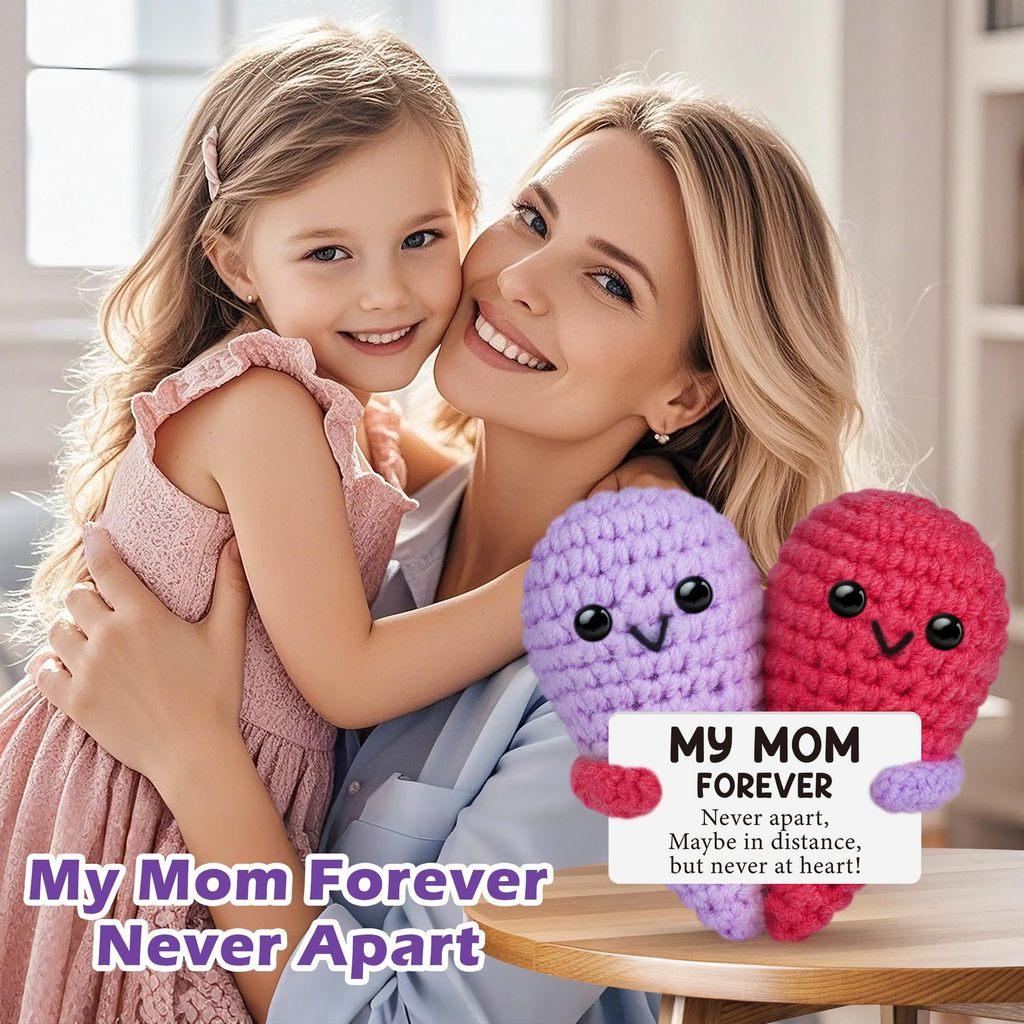 Two-color Love Positive Crochet Animals Doll With Card Desktop Ornament Emotional Support Handmade Knitted Cheer Up Toy