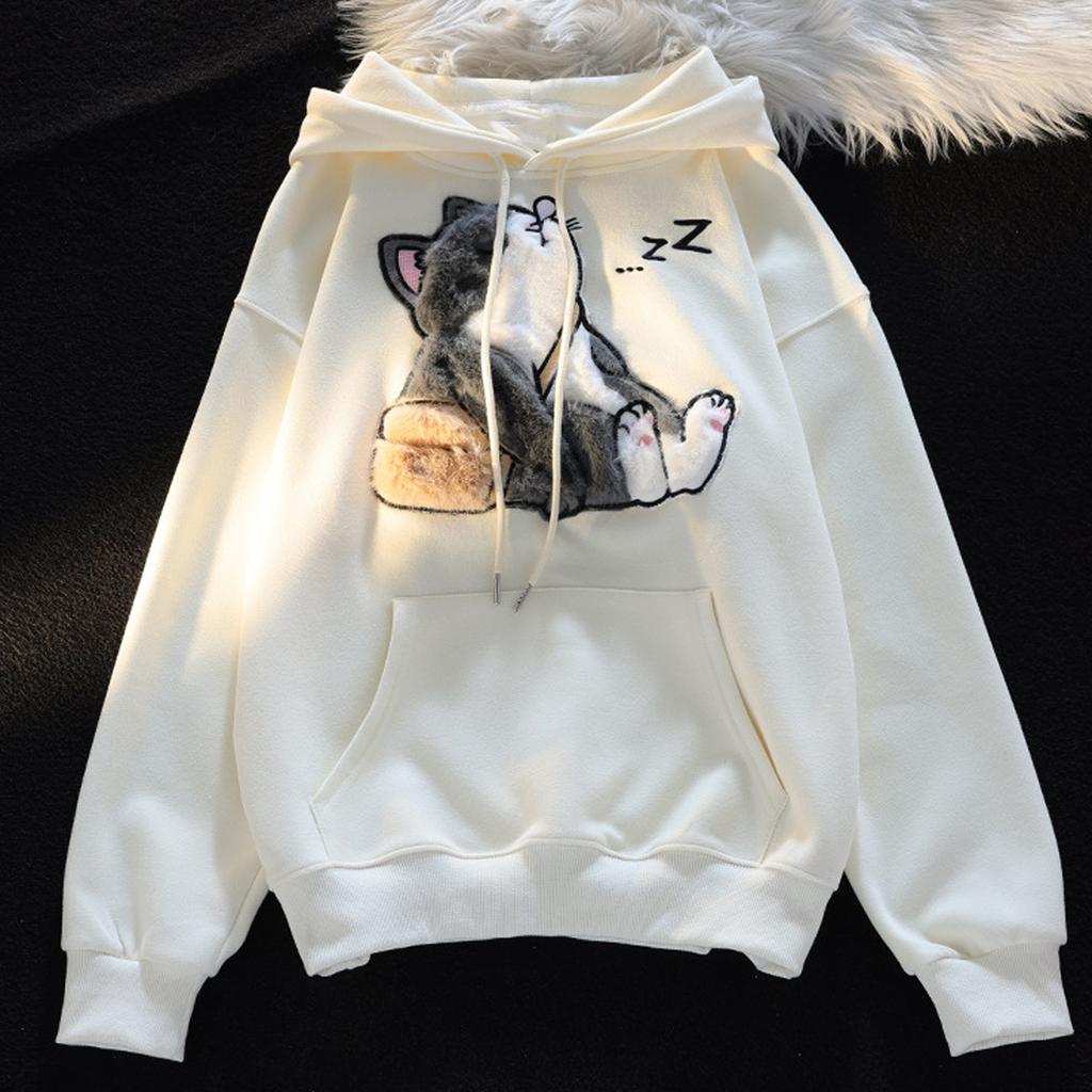 Ladies Fashion Casual Long Sleeve Round Neck Hoodie Pullover Top With  Pockets