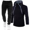 Men's Casual Sports Suit With Slanted Zipper Hooded Sweatshirt And Sweatpants Two-piece Set Slim Fit Running And Fitness Leggings Set