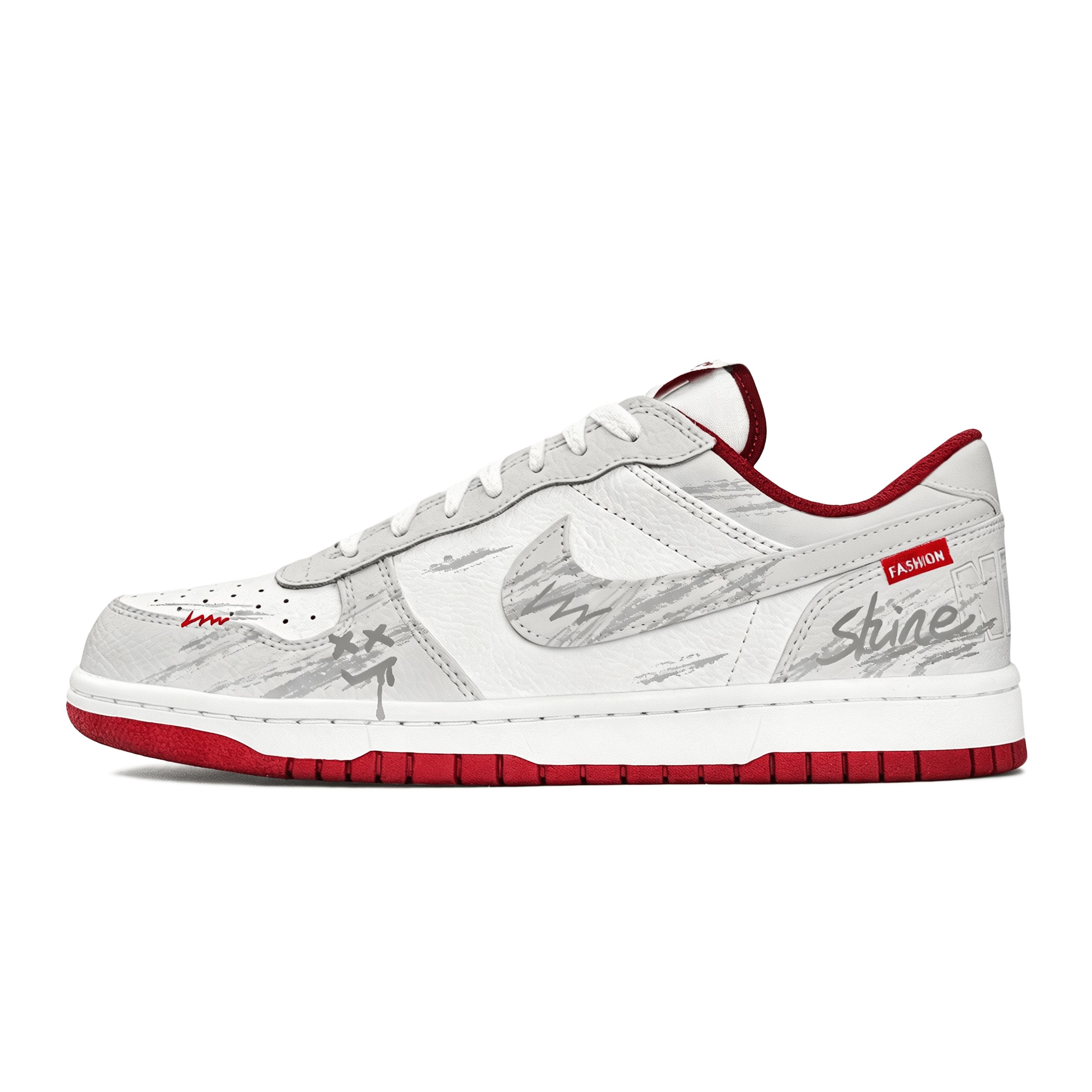 

Nike Big Slip Resistant Abrasion Resistant Low top Skateboard Shoes Men s Gray White 355152-150(Team2316-) 45