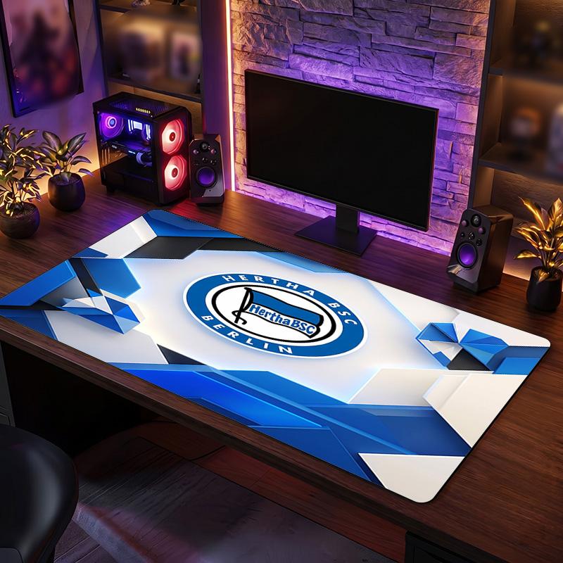 Tappetino per Mouse a Tema Hertha BSC FC, Tappetino XXL per Scrivania da Gioco con Logo Calcistico, Tappetino Antiscivolo per Mouse del Computer