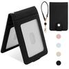 UriCase Pass Case, ID Card Holder with Elastic Strap, Clamshell Design, Double Pockets, ID Card Holder, Business Card Holder, Men's and Women's,