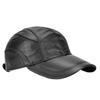 [Apaeofl] Anmida 100% Cowhide Cap Leather Cap Men Genuine Leather Hat Work Cap Stylish Adult Autumn/Winter (Black)