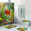3D Fishes Shower Curtain Animal Bath Sets Waterproof Non-Slip Bathroom Rug Toilet U With 12 Hooks Home Deco