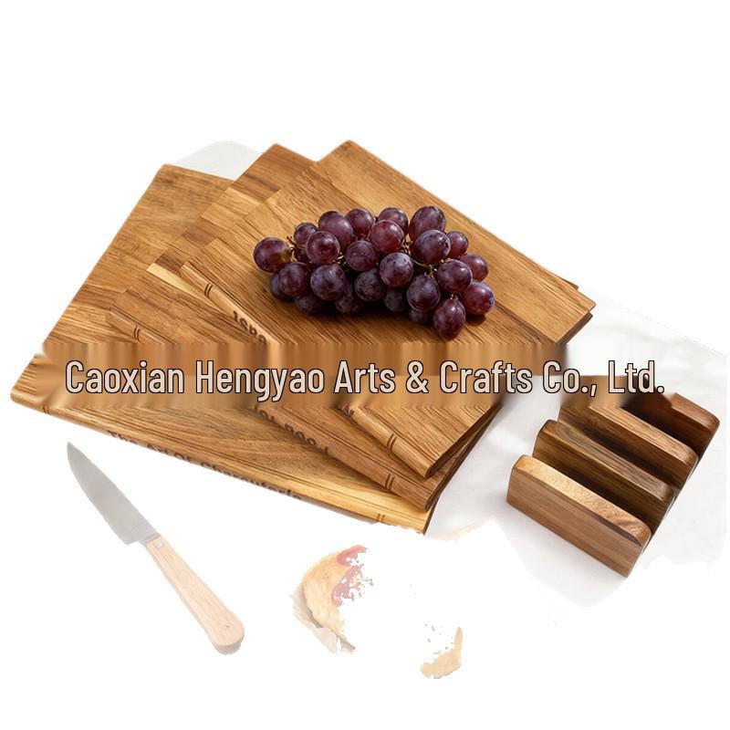 Dreiteiliges Akazienholz-Schneidebrett-Set in Buchform: Massivholz-Küchenbretter für Steak und Gemüse