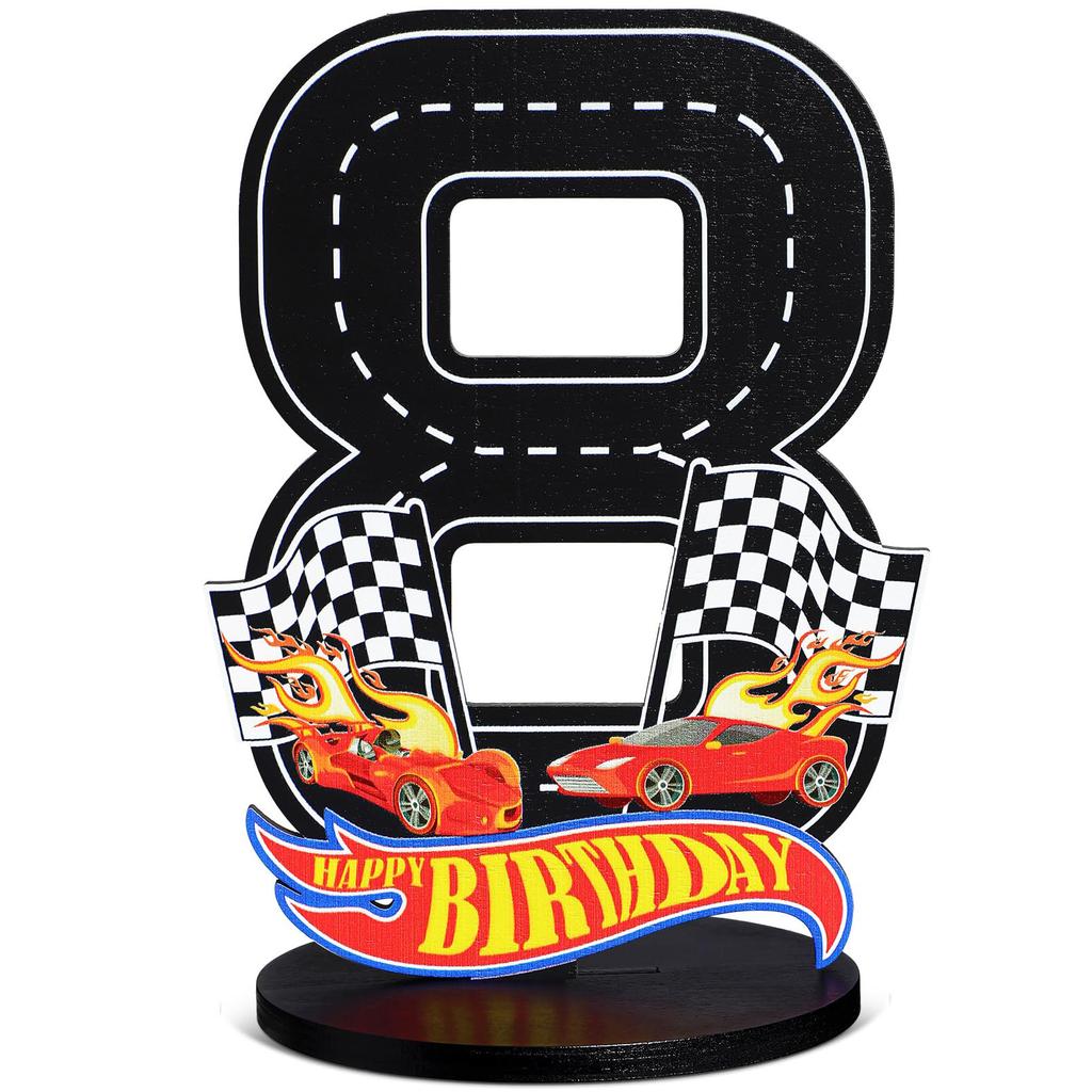 7Pcs Birthday Candles Set,Cake Numeral Candles,Racing Cars Themed Birthday Candles for Cake Candle Checkered Decoration 1