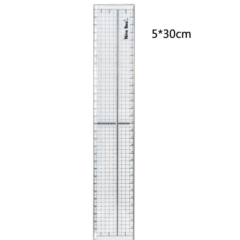 1PC Acrylic Quilting Ruler Clear Transparent Patchwork Ruler with Double-Colored Grid Lines for DIY Cutting and Crafts Sewing