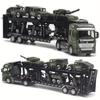 6-in-1 Military Truck Vehicle Alloy Toy Set Alloy Transport Truck with 6 Alloy Vehicles Detachable Front Car Ornament Birthday Gift for Kids