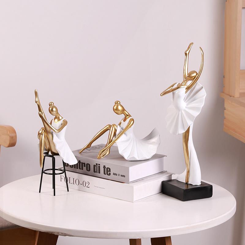 Modern Creative Ballet Dancer Girl Figure Resin Ornaments Children's Room Figurines Decoration Home Office Desk Sculpture Crafts