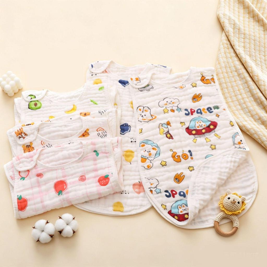 Class A Pure Cotton Baby Sleep Sack: Sleeveless, Gauze Material, Anti-Startle, Anti-Kick-Off, Perfect for Summer Air-Conditioned Rooms