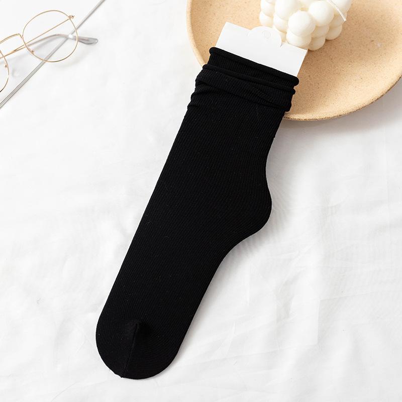 Women s socks, ice silk socks, summer thin velvet ice silk mid-calf socks, Japanese-style stacked long socks Average Size