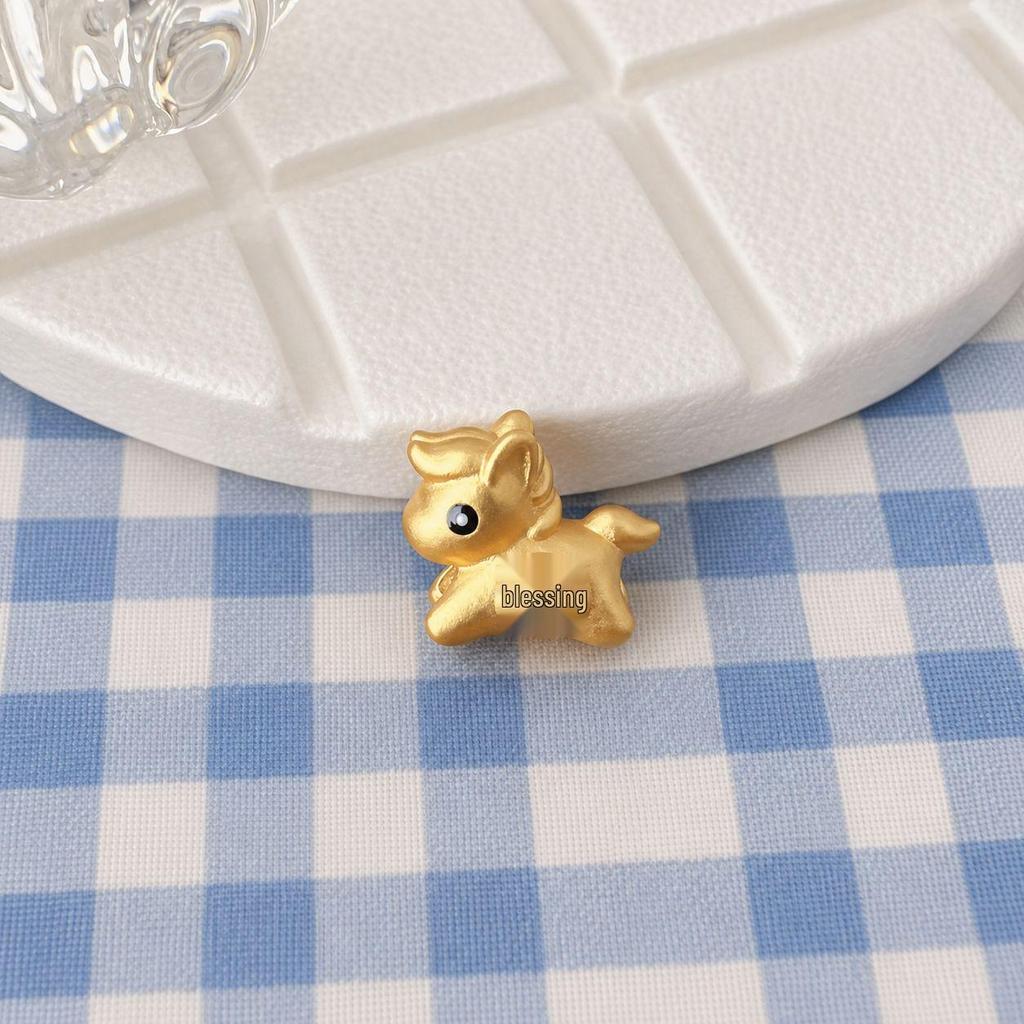 999 Sterling Silver Colorful Cartoon Horse Spacer Beads for DIY Bracelets