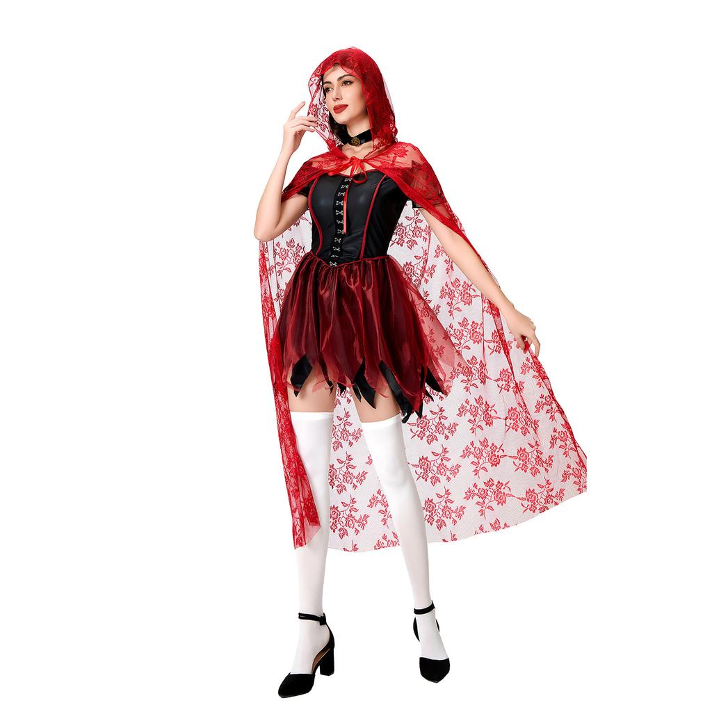 Halloween Costume Adult Female Cosplay Witch Costume Witch Vampire Sexy Shawl Cape Dress Female