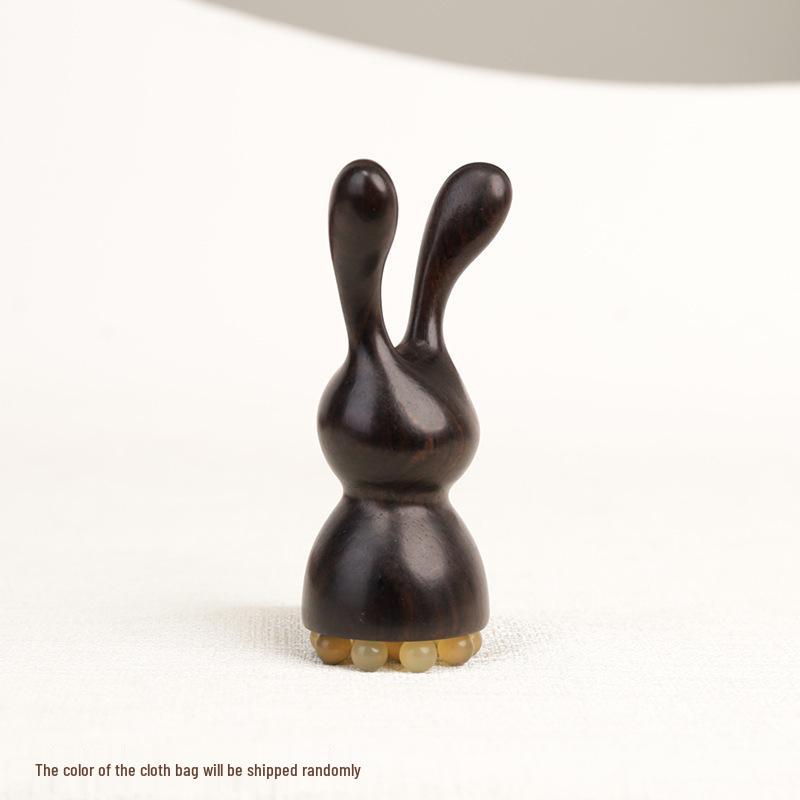 Green Sandalwood Lotus Head Massage Comb - Cute Rabbit Design for Women's Eye Acupoint and Meridian Relief.