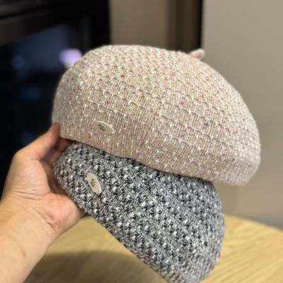 New Style Small Fragrant Black Beret for Women In Autumn Small Face Korean Temperament Octagonal Painter's Beret Hat