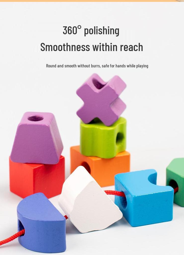 Children's Wooden Beads & Shapes Educational Toy for Color and Shape Recognition