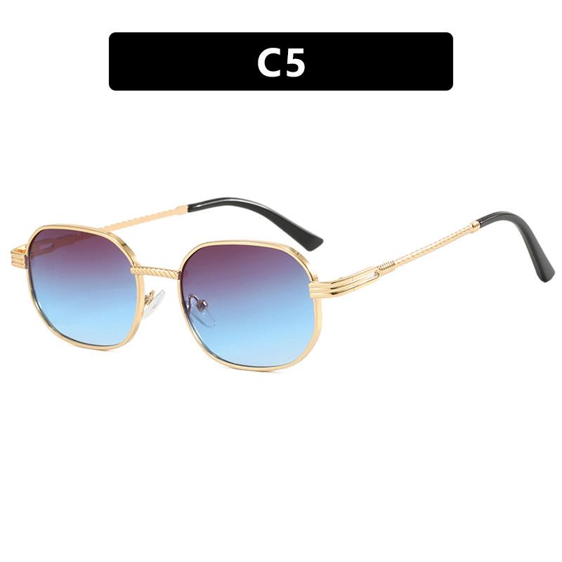 New Sunglasses Women Metal Small Frame Personalized Sun Glasses Elliptical Fashion Trend Design Sunshade Eyeglasses Men Uv400