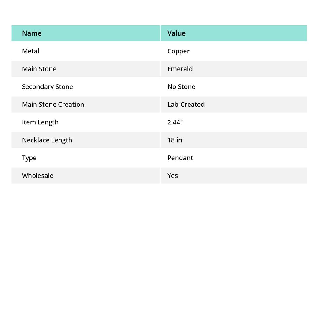 Emerald(Simulated) Gemstone Copper Wire Wrap Pendant 2.44" T8i96