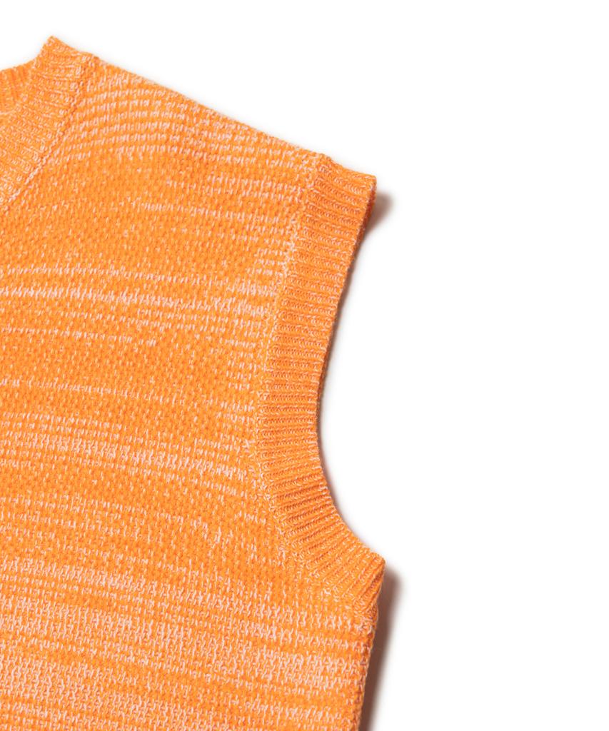 Aott Two-Tone Color Block Knit Vest Orange