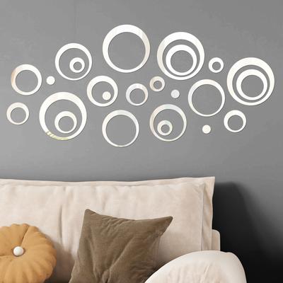 24pcs Circle Mirror Sticker DIY Wall Sticker DIY Wall Decoration for Living Room Bedroom Dining Room Kitchen Gym Home Office