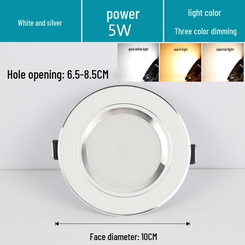 7.5-Inch Recessed Ceiling Downlight with 3-Color Dimming for Living Room