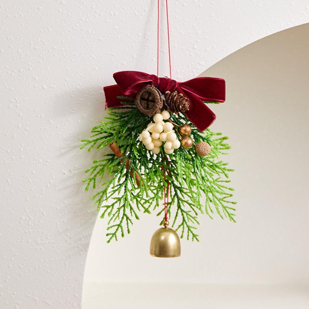 

Creative Xmas Tree Pendant Velvet Bow Christmas Jingle Bells Christmas Bell Pendant for Xmas Tree Red Single Bell