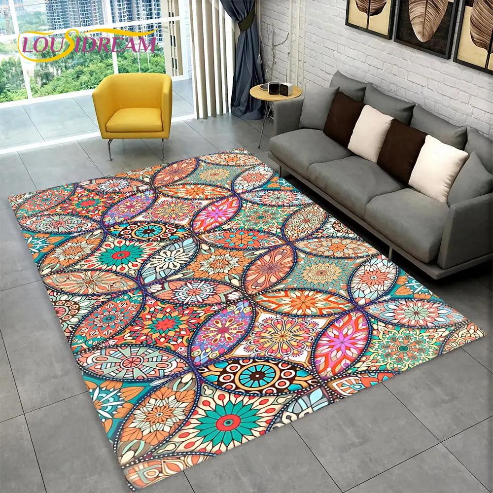 Bohemia Mandala Geometric Area Rug,Carpet Rug for Home Living Room Bedroom Sofa Doormat Kitchen Decor,Kid Non-slip Floor Mats