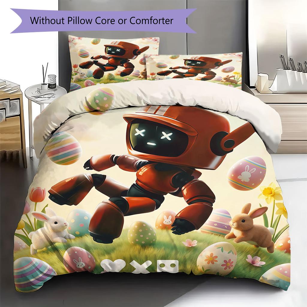 Love, Death, Robot Pattern Bedding Quilt Set Quilt Cover Pillowcase Home Decoration Birthday Gift (1 * duvet cover + 2 * pillowcase, without core)