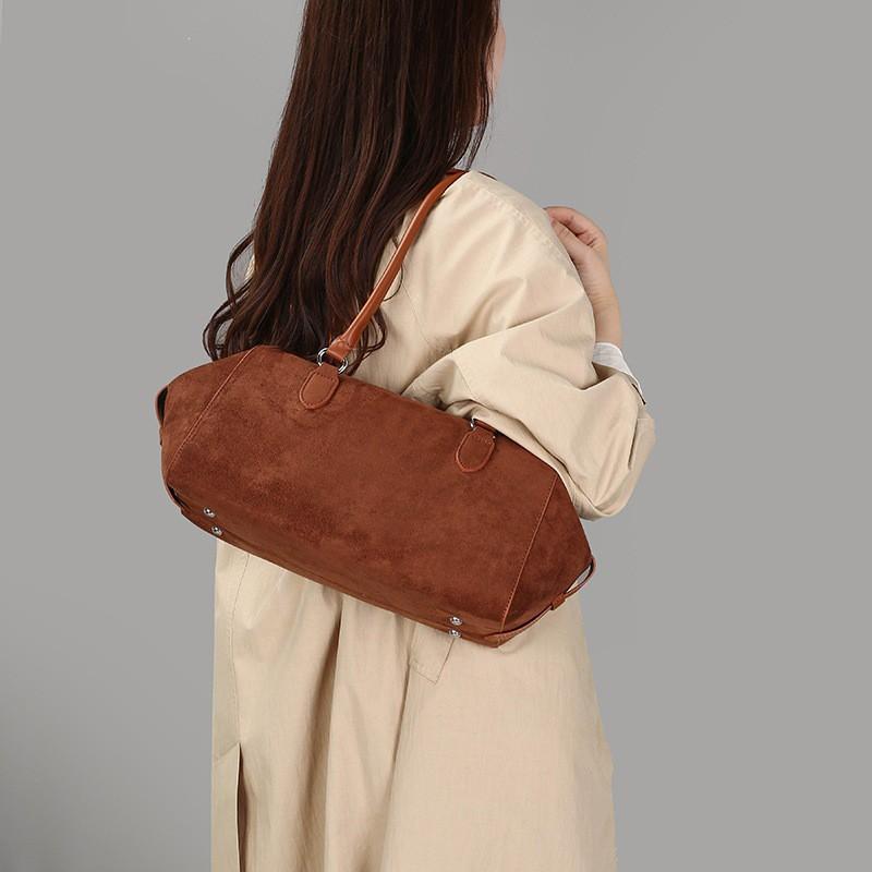 Vintage Matte Suede Texture Crossbody Bag Women Minimalist Shoulder Handbag Daily Commute Stylish Small Purse