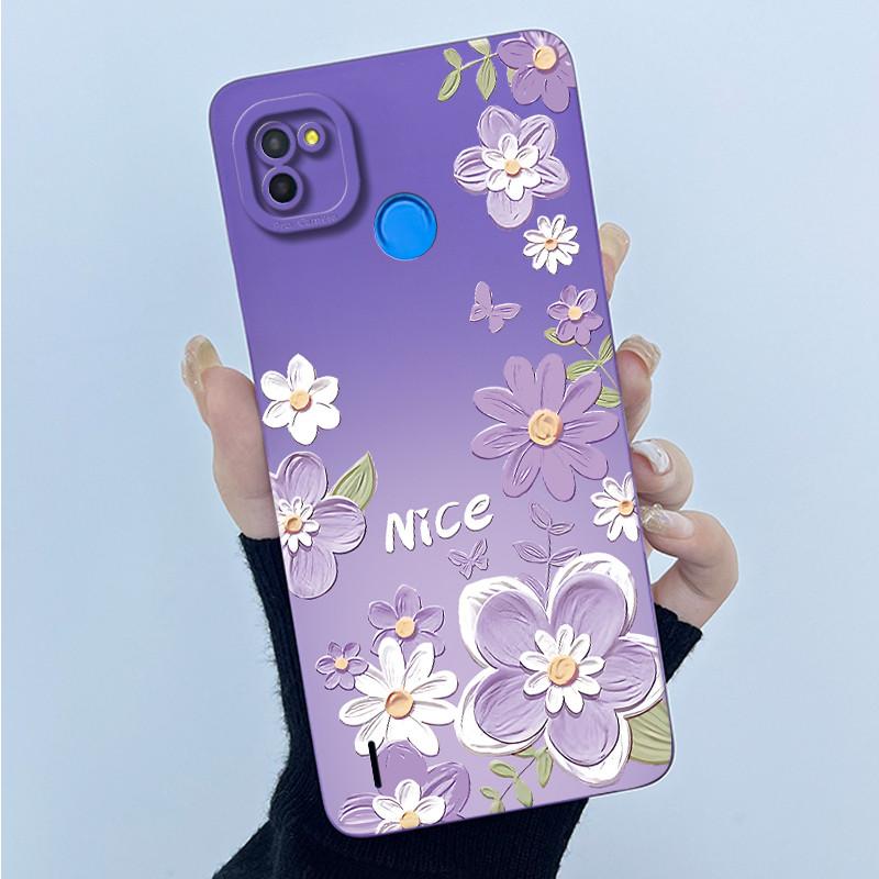 For Tecno Pop 4 Lte Case Liquid Silicone Fashion Simplicity Oil Painting Floral Back Cover For Techno Pop4 Air Phone Case BC1s