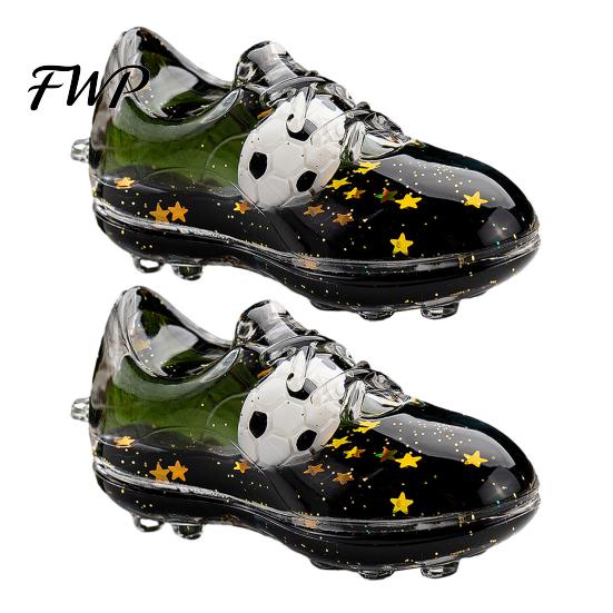 Soccer Boot Pendant 2Pcs Keychain Pendant, Acrylic Football Design with Glitter Quicksand Shaking Oil Flowing Stars, Transparent Material Stress чёрный