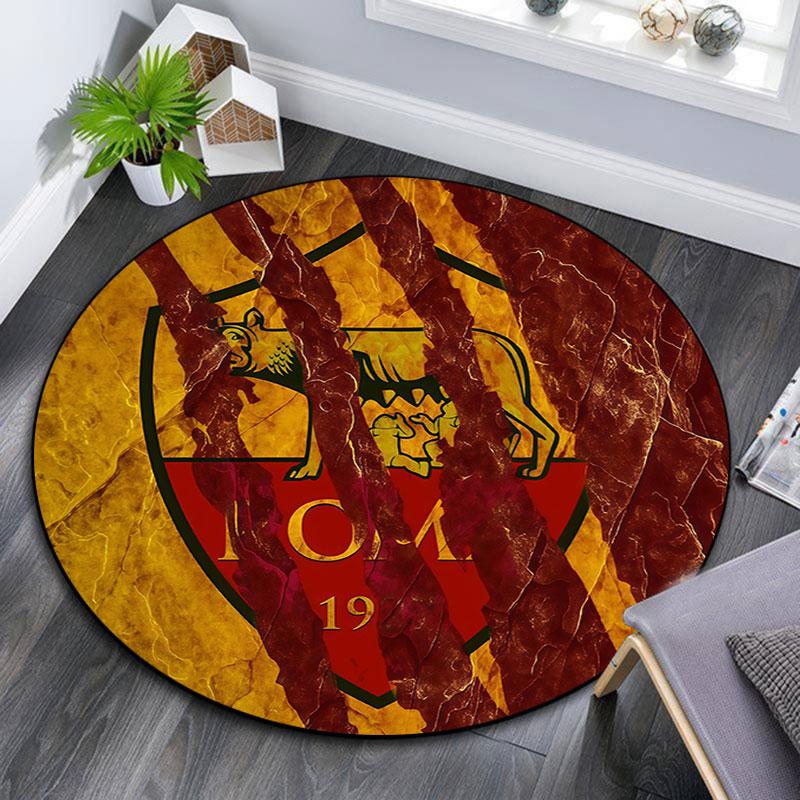 Associazione Sportiva Roma, Tappeto Rotondo, Tappeto per Soggiorno Camera da Letto Divano Sala Giochi Decorazione, Tappetino Antiscivolo