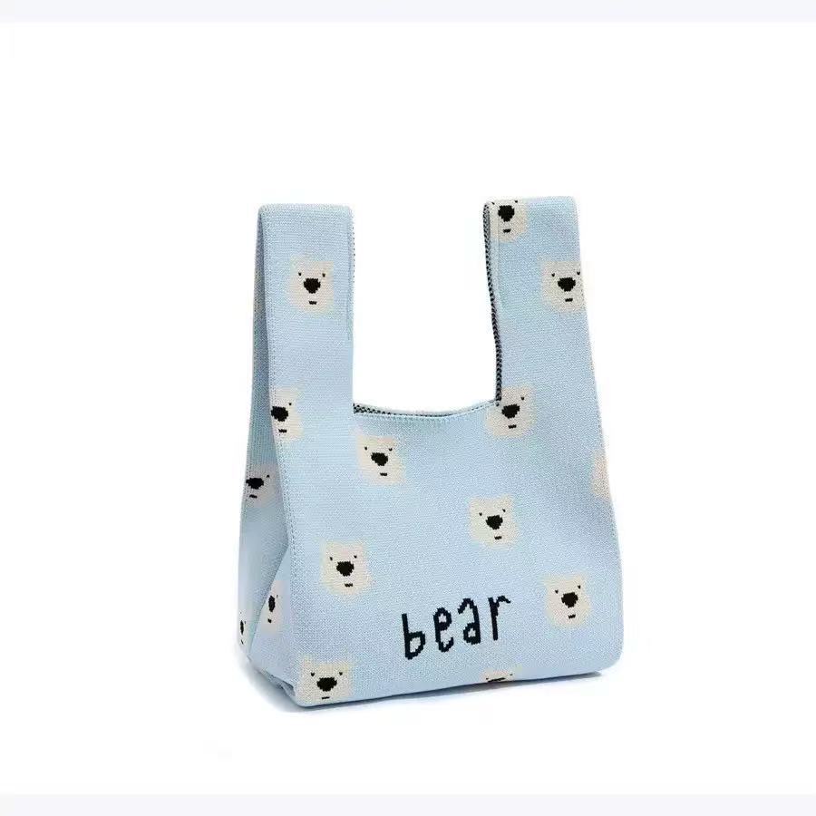 Sommer Damen Niedliche Mini-Tasche Vielseitige Mode Handytasche Cartoon Gestrickte Handtasche Umhängetasche Umhängetasche