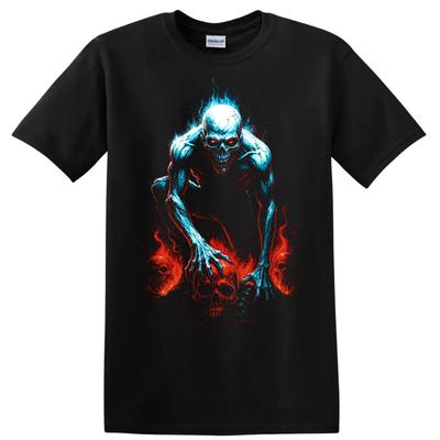 Tricou Horror cu Craniu cu Flacără Albastru Roșu Schelet Strigoi Artă Grafică Gotică Tee