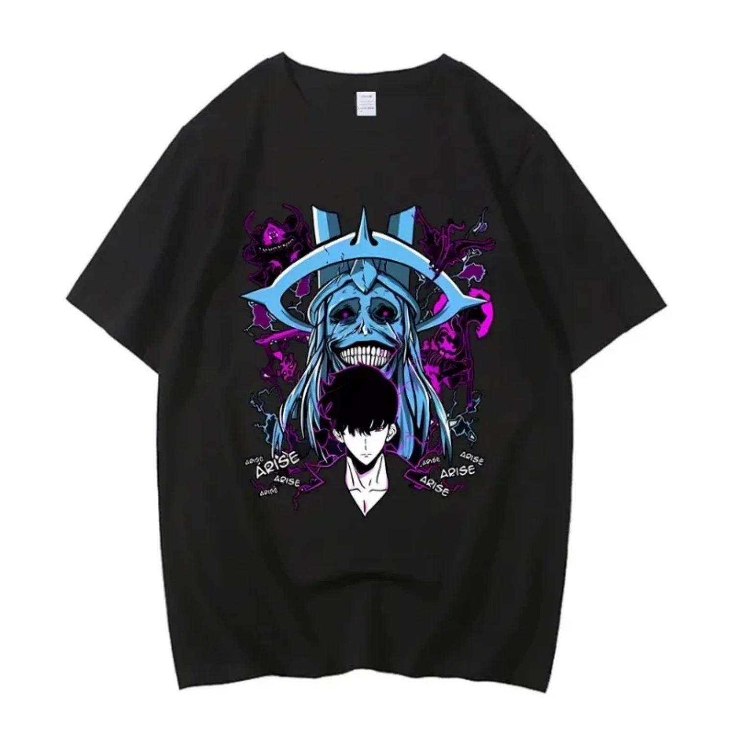 

Hot Solo Leveling T-Shirt Unisex Song Jin-woo Anime Print T-Shirt Premium Streetwear Hip-Hop Gothic T-Shirt Streetwear S чёрный