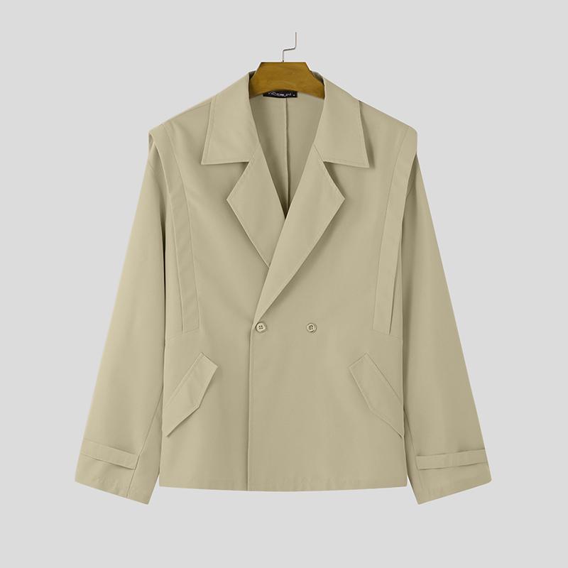 INCERUN Ανδρικά μακρυμάνικα μπουφάν με οδοντωτό ρεβέρ Casual Loose Cargo Παλτό