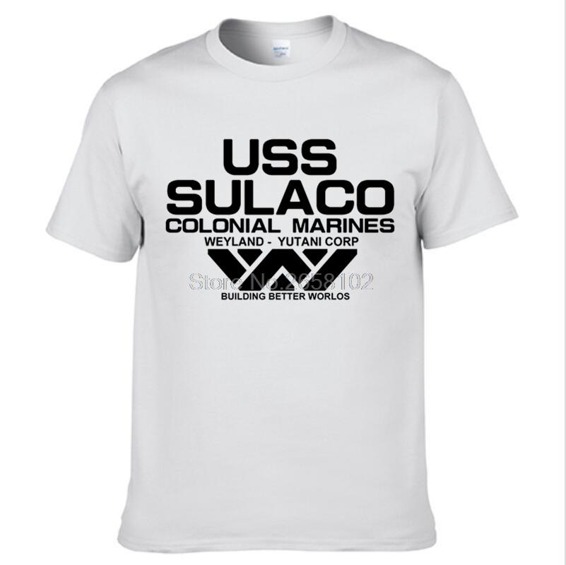 S5XL USCSS Nostromo TShirt Alien USS Sulaco Colonial Marines Aliens Off World Short Sleeve Tshirt Men Cotton O Neck Tees