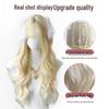 Milky White Gold Long Curly Wig with Bangs – Big Waves, Sweet Lolita Style for Daily Wear