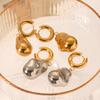 18K Gold Stainless Steel Plain Hoop Earrings, Ins Style Niche Design, Premium Steel Bead Baroque Pendant Earrings