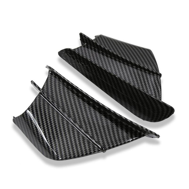 Pair Motorcycle Carbon Fiber Look Winglets Fin Spoiler Trim Cover Air Deflector
