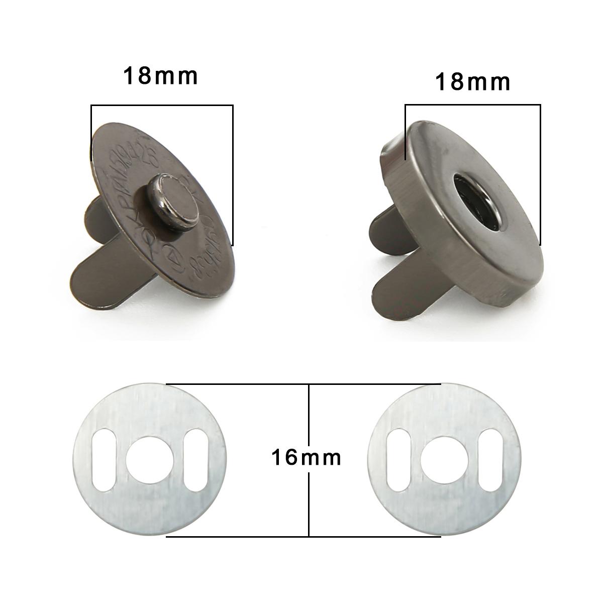 

10 компл./лот, 14/18 мм, круглая магнитная металлическая сумка с застежкой, невидимая для одежды, без шитья, автоматическая адсорбционная пряжка 18mm античный черный