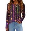 Women's Fashionable Loose Long Sleeved Carnival Printed Casual Top