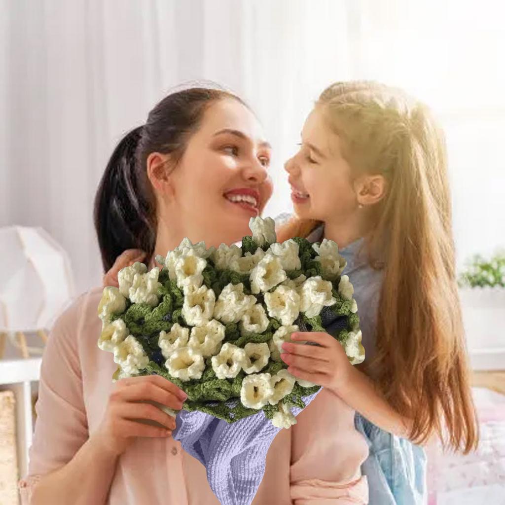 Fuzzy Blanket Sweater Hand Knitted Rose Bouquet Crochet Blanket Lily Of The Valley Throw With Milk Cotton Fringe Plaid Blanket