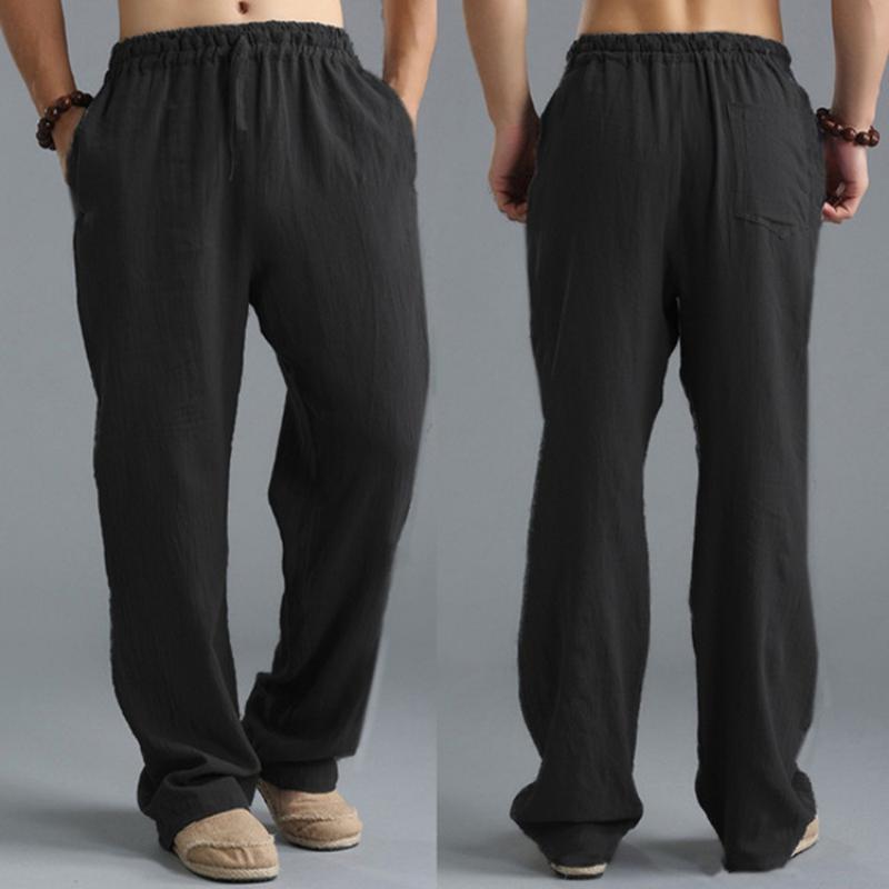 2023 European and American Men's Oversized Casual Pants Linen Breathable Sports Pants Men's