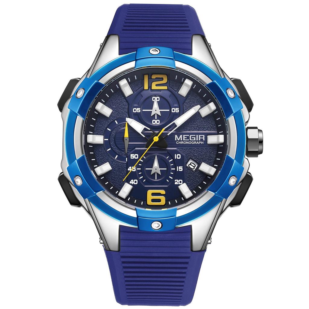 Men'S Watch, Large Dial Multifunctional Calendar Waterproof Silicone Sports Watch 2161
