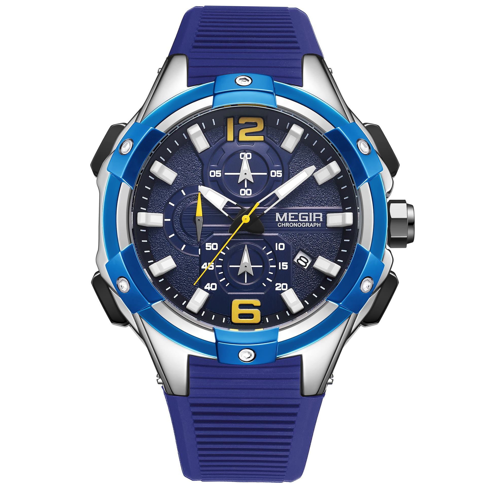 Men S Watch, Large Dial Multifunctional Calendar Waterproof Silicone Sports Watch 2161